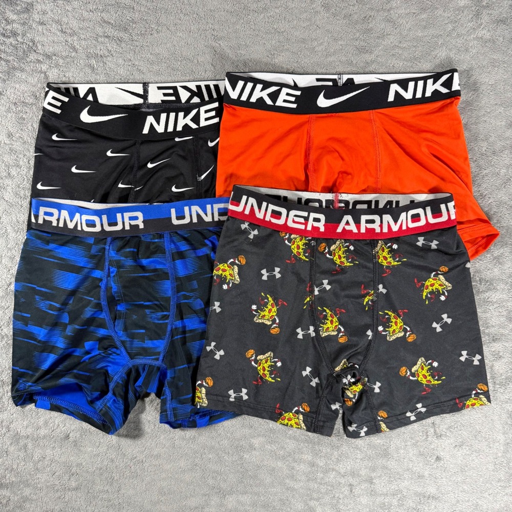 Nike Under Armour Boxer Briefs Kids Youth Medium Multicolor Excellent 4 Pack